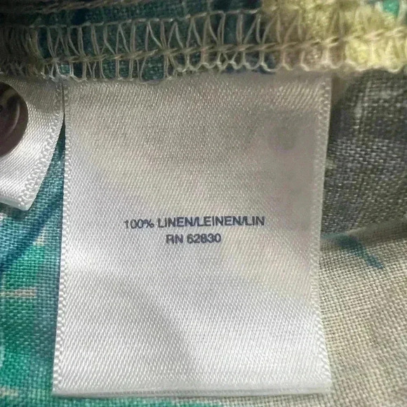 Lands' End Linen Button Front Tropical Button Up Top M(10-12) - Picture 5 of 7